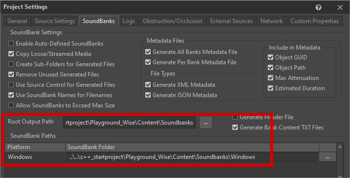 Wwise Project Settings