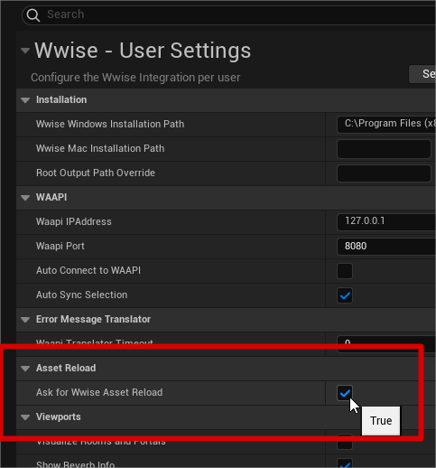 Unreal Project Settings - Auto Reload Assets